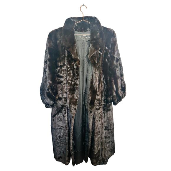 Revillon Paris Brown Black Vintage 70s Genuine Mink Fur Full Length Coat - Picture 3 of 14
